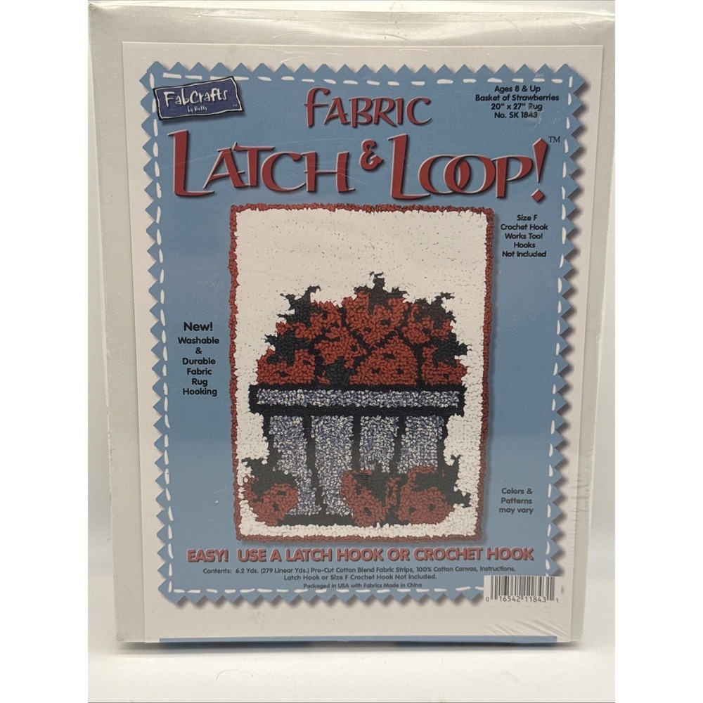 Latch & Loop! 20"x27" Rug . Fabric. "Strawberry Basket" Betty & Co, Craft